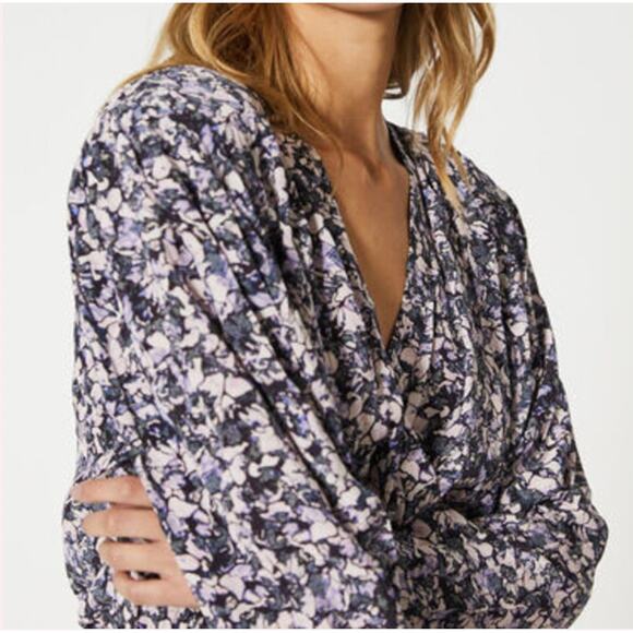 NWT IRO Brasey Abstract Print Mini Dress in Purple Floral Petals size 2 - Picture 8 of 12